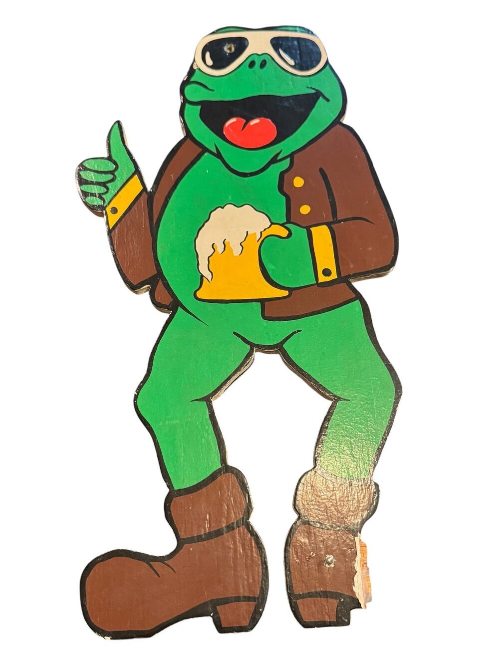 Froggys Saloon Daytona Beach FL Bike Week Wooden Frog Cut Out Sign